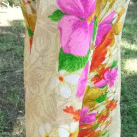 NOS Vintage Hawaiian Maxi Dress 1960s 70s Sz 14 US Made Deadstock 1 Flaw UNWORN - Picture 9 of 15